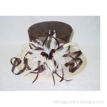Fashion Big Crown Ladies Sinamay Hat  For Carnival Trimmed